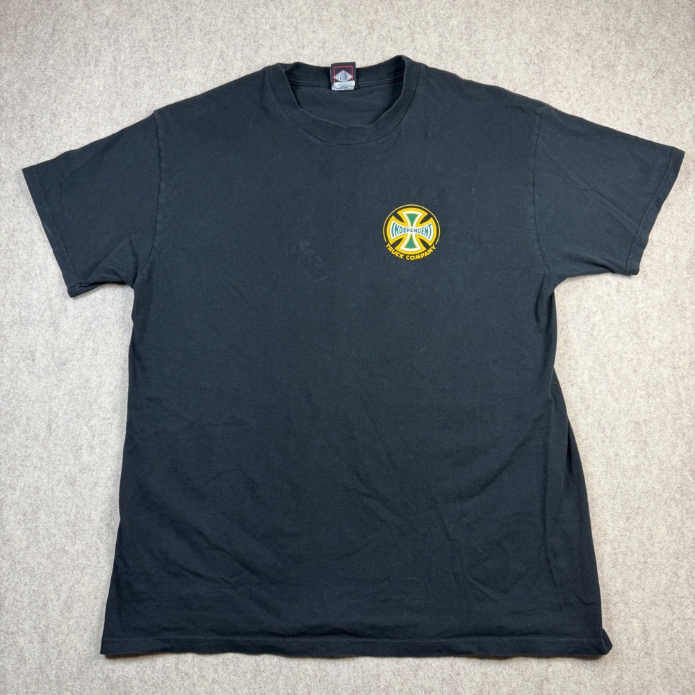 Independent Truck Company Skate T-Shirt Mens Large Black Green Yellow Cross Logo